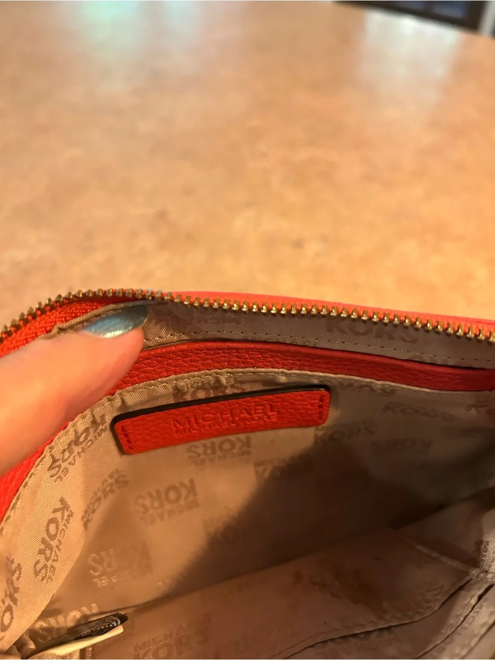Michael Kors Coral Barbie Pink Leather Wristlet Clutch
